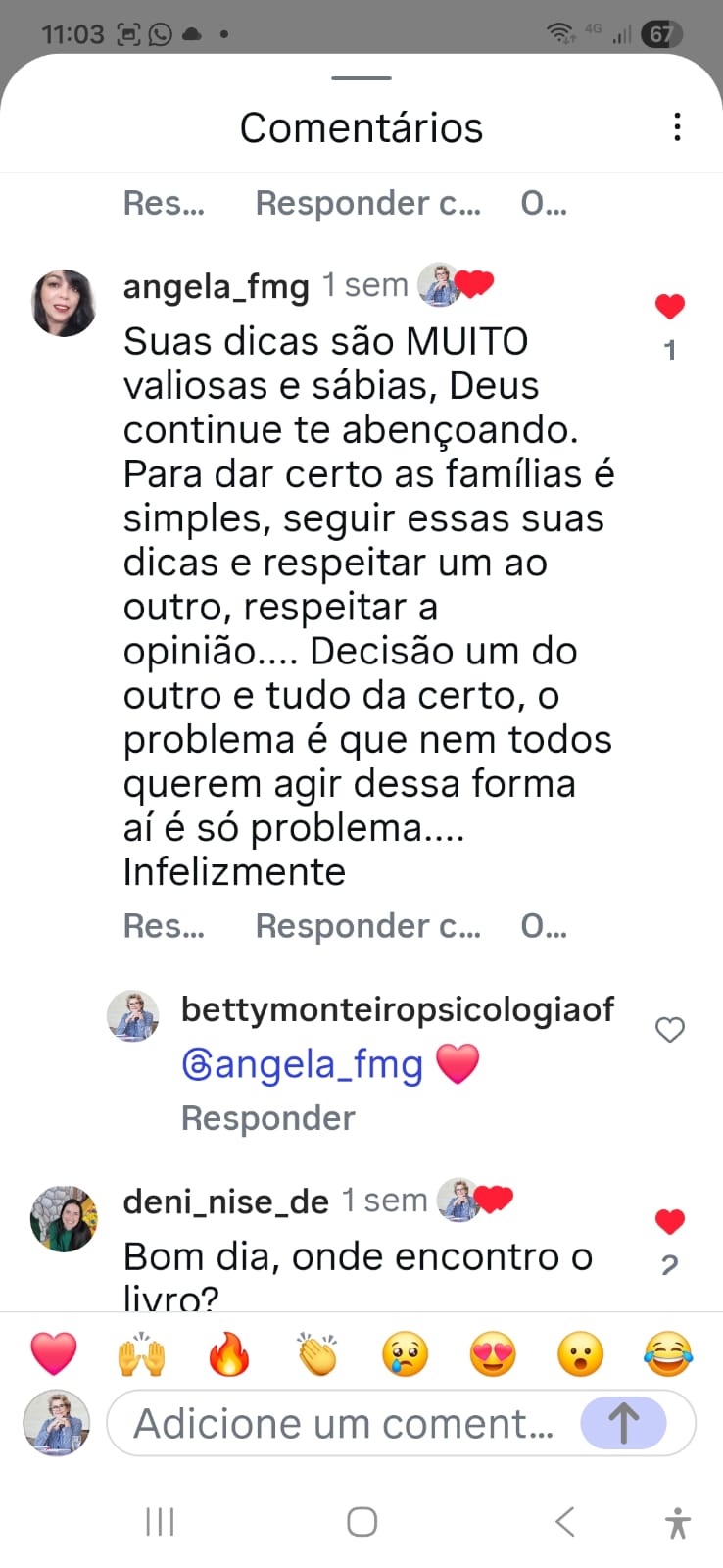 Depoimento de leitora sobre o livro.